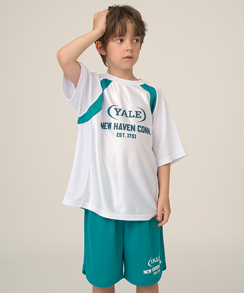 [예일키즈] 스포티 래글런 반팔 상하세트 A5M011_블루그린 150